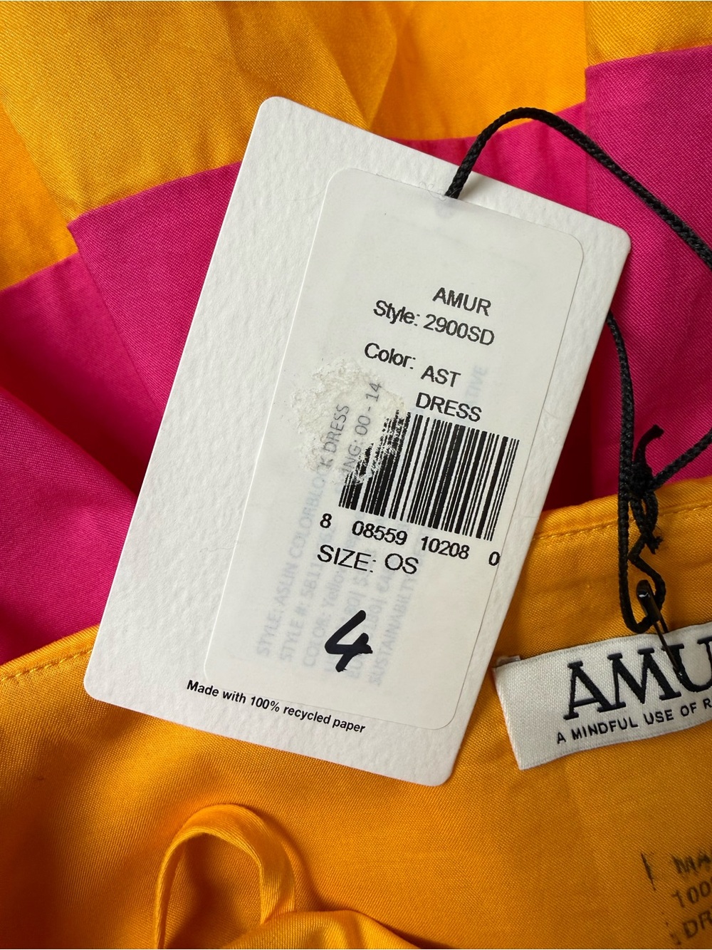 AMUR Aslin Colorblock Dress Size 4 Fuchsia Pink Marigold Mini NWT Sample - Picture 10 of 12